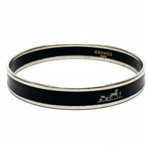 HERMES Bracelet Bangle Black/SilverHardware Metal
